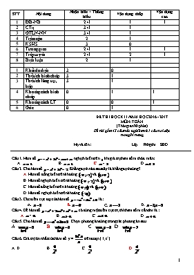 Đề thi học kỳ I môn Toán Lớp 12 - Năm học 2016-2017 - Trường THPT Nguyễn Trãi